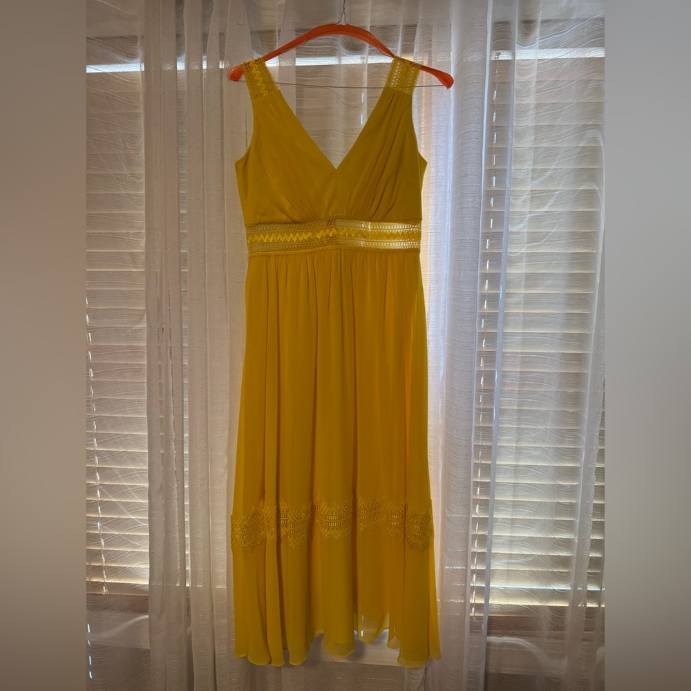 Badgley Mischka Yellow Pleated Dreaa
